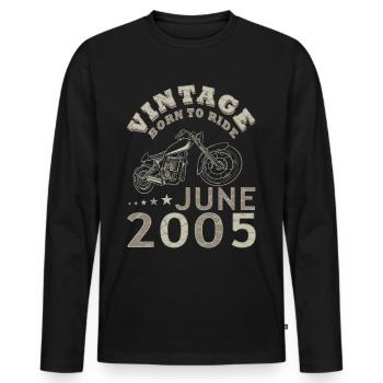 Motard moto juin 2005 18 ans disant - T-shirt manches longues Premium bio Homme - noir - Devant - Nico (187cm)