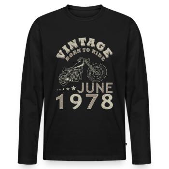 Biker Motorrad Juni 1978 45 Jahre Spruch - Men's Premium Organic Long Sleeve Shirt - black - Front - Nico (187cm)