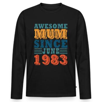 Maman Juin 1983 Millésime - T-shirt manches longues Premium bio Homme - noir - Devant - Nico (187cm)