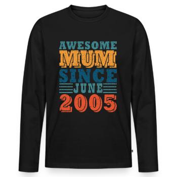 Maman Juin 2005 millésime - T-shirt manches longues Premium bio Homme - noir - Devant - Nico (187cm)