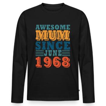 Mum June 1968 Vintage - Men's Premium Organic Long Sleeve Shirt - black - Front - Nico (187cm)
