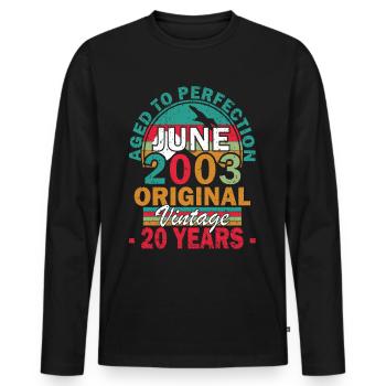 2003 Juni 2003 Jubiläum Juni 2003 Juni - Männer Premium Bio Langarmshirt - Schwarz - Vorne - Nico (187cm)