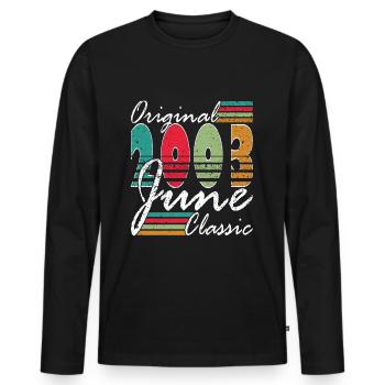 20ème anniversaire Juin Millésime 2003 Millésime - T-shirt manches longues Premium bio Homme - noir - Devant - Nico (187cm)