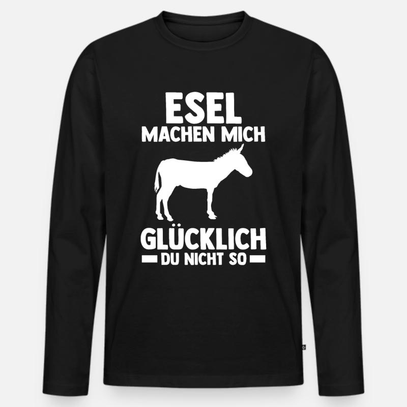 Esel - Männer Premium Bio Langarmshirt - Schwarz