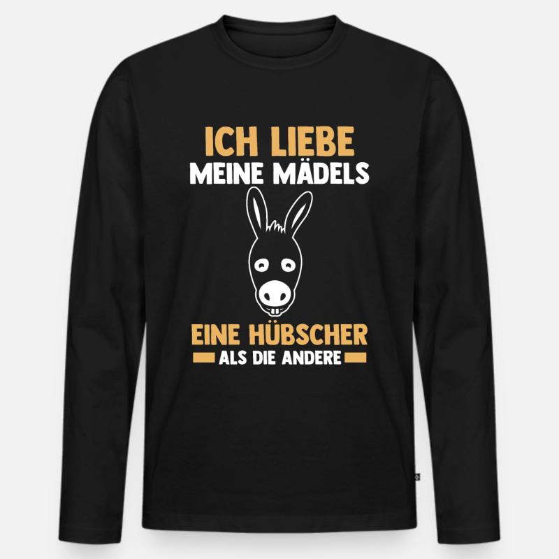 Esel - Männer Premium Bio Langarmshirt - Schwarz