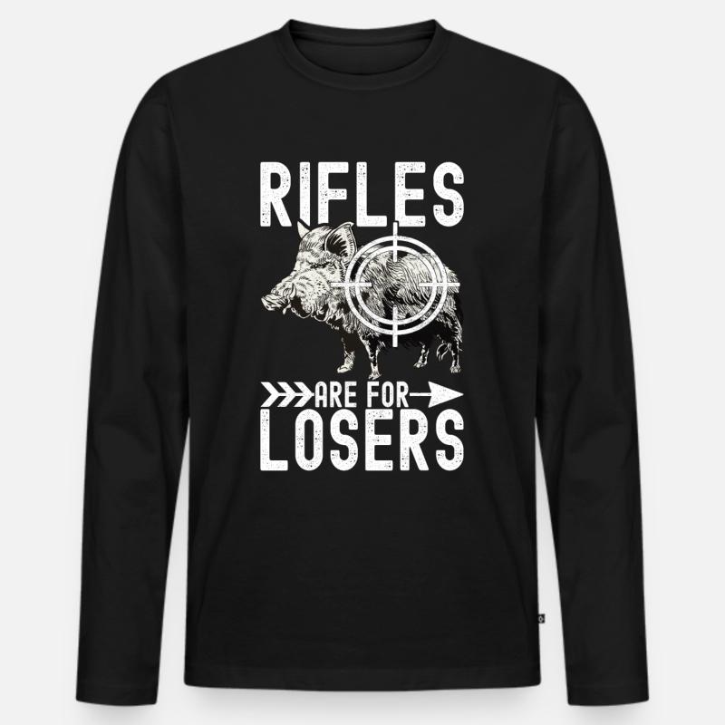 Jäger Wildschwein Jagen - Männer Premium Bio Langarmshirt - Schwarz