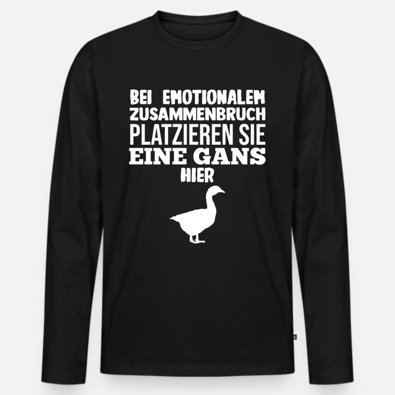 Gans Gänse - Männer Premium Bio Langarmshirt - Schwarz