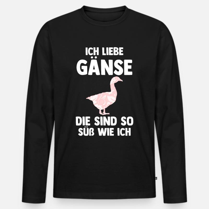 Gans Gänse - Männer Premium Bio Langarmshirt - Schwarz