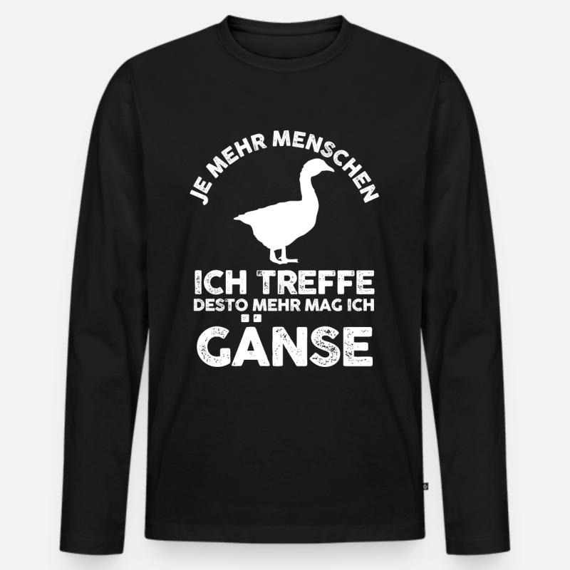 Gans Gänse - Männer Premium Bio Langarmshirt - Schwarz