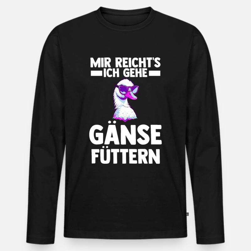 Gans Gänse - Männer Premium Bio Langarmshirt - Schwarz
