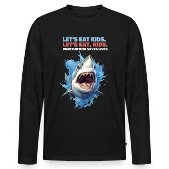 Permet de manger des enfants Grammaire Virgule Réglage Cadeau de requin - T-shirt manches longues Premium bio Homme - noir - Devant - Nico (187cm)