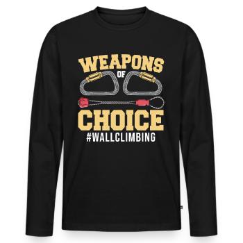 Climber Weapons Of Choice Wall Climbing - Men's Premium Organic Long Sleeve Shirt - black - Front - Nico (187cm)