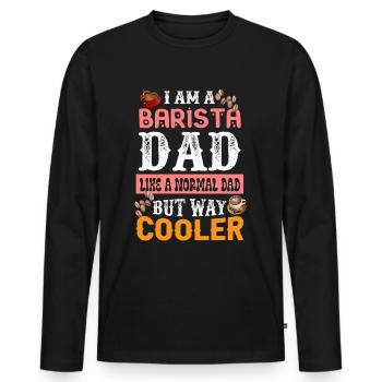BARISTA DAD - Men's Premium Organic Long Sleeve Shirt - black - Front - Nico (187cm)