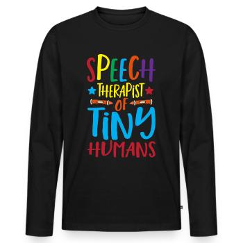 Orthophoniste pour les personnes minuscules - T-shirt manches longues Premium bio Homme - noir - Devant - Nico (187cm)