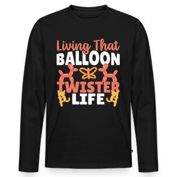 Living That Balloon Twister Life Balloon Artist - Men's Premium Organic Long Sleeve Shirt - black - Front - Nico (187cm)