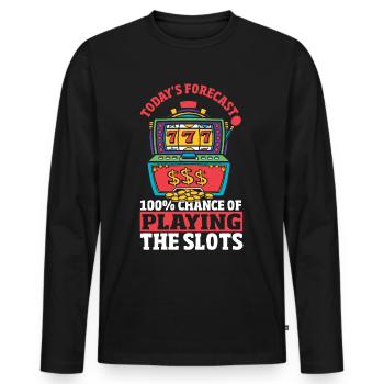 La prédiction d’aujourd’hui a 100% de chances d’être sur - T-shirt manches longues Premium bio Homme - noir - Devant - Nico (187cm)