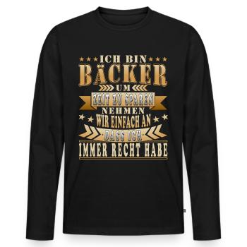 Lustige Bäcker Sprüche Geschenkidee - Männer Premium Bio Langarmshirt - Schwarz - Vorne - Nico (187cm)