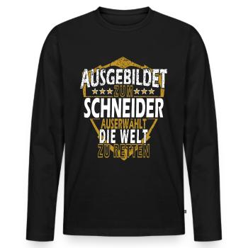 Schneider - Männer Premium Bio Langarmshirt - Schwarz - Vorne - Nico (187cm)