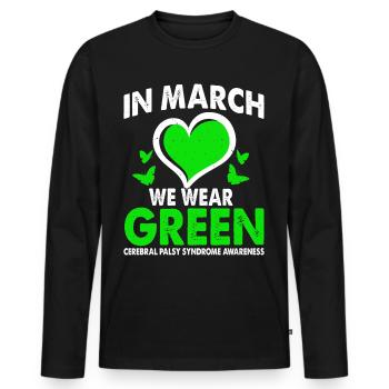 En mars, nous portons le syndrome de paralysie cérébrale verte - T-shirt manches longues Premium bio Homme - noir - Devant - Nico (187cm)