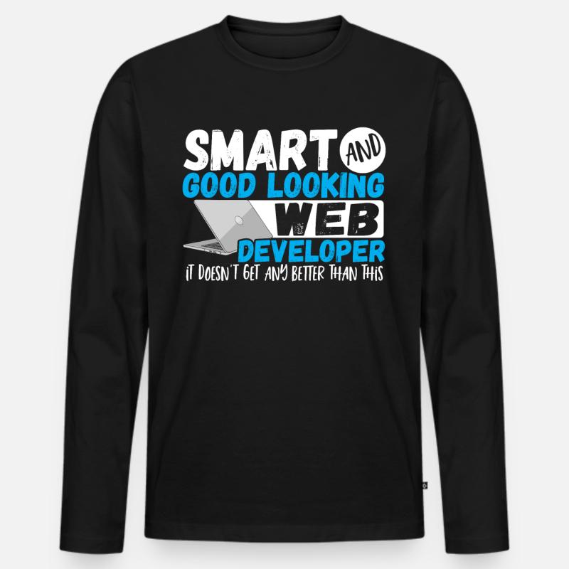 Programmierer Kluger und gut aussehender - Männer Premium Bio Langarmshirt - Schwarz