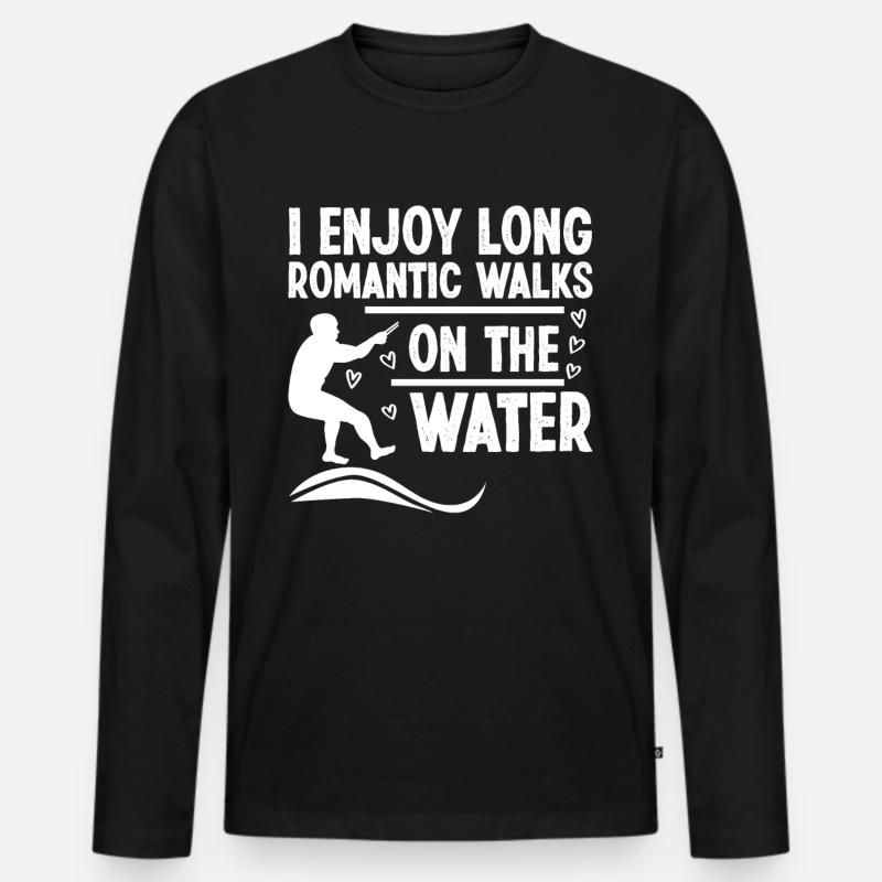 Waterski Barefoot - Männer Premium Bio Langarmshirt - Schwarz