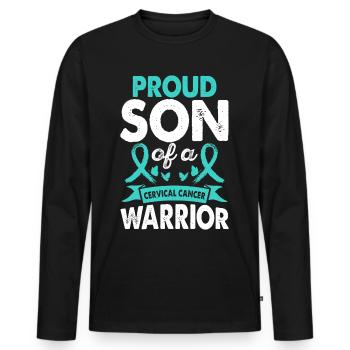 Sohn Des Gebärmutterhalskrebses Krieger - Männer Premium Bio Langarmshirt - Schwarz - Vorne - Nico (187cm)