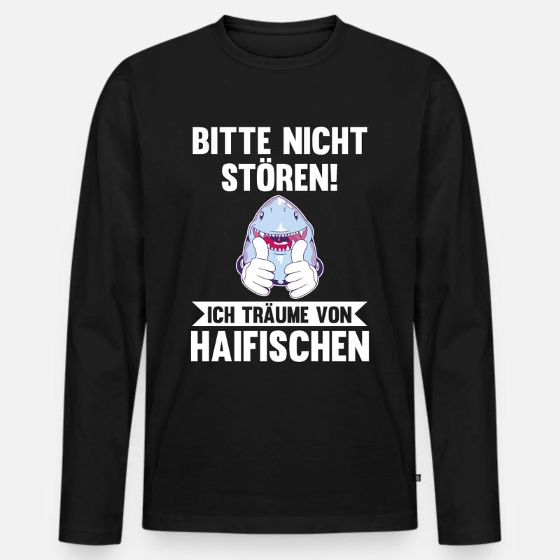 Fische Haifisch - Männer Premium Bio Langarmshirt - Schwarz