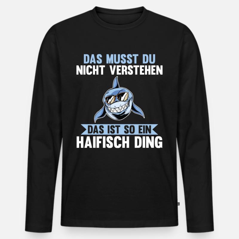 Fische Haifisch - Männer Premium Bio Langarmshirt - Schwarz