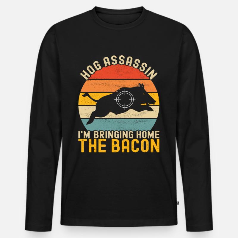 Jäger Wildschwein Jagen - Männer Premium Bio Langarmshirt - Schwarz