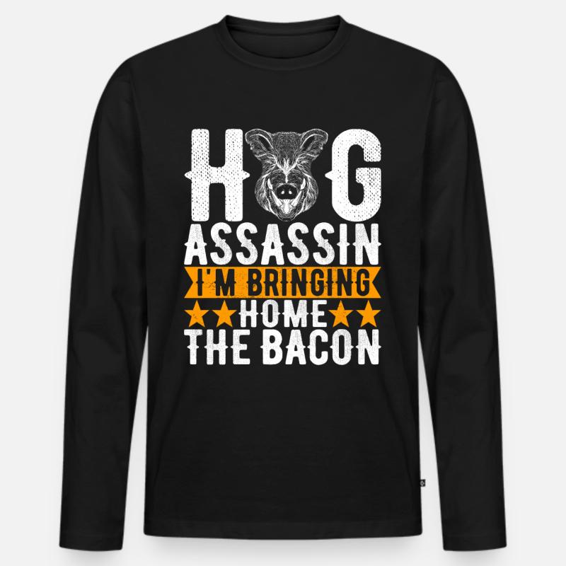 Jäger Wildschwein Jagen - Männer Premium Bio Langarmshirt - Schwarz