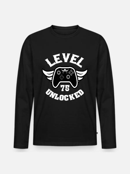 Level 75 Unlocked 75 Birthday - Men's Premium Organic Long Sleeve Shirt - black