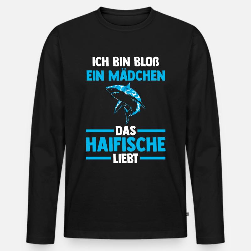 Fische Haifisch - Männer Premium Bio Langarmshirt - Schwarz