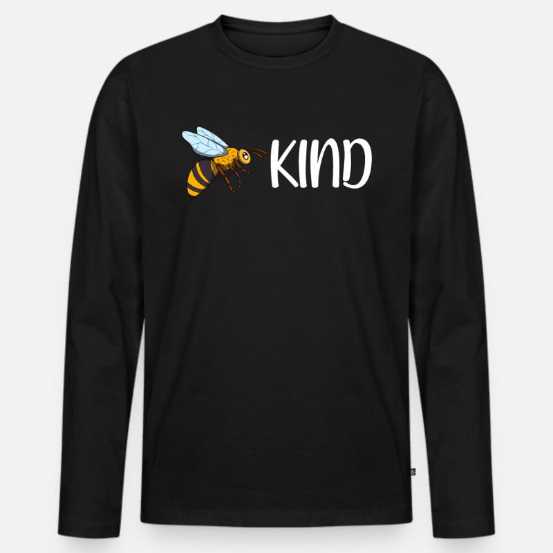 Bee Kind - Männer Premium Bio Langarmshirt - Schwarz