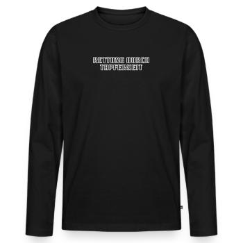 Feuerwehr - Rettung durch Tapferkeit - Männer Premium Bio Langarmshirt - Schwarz - Vorne - Nico (187cm)