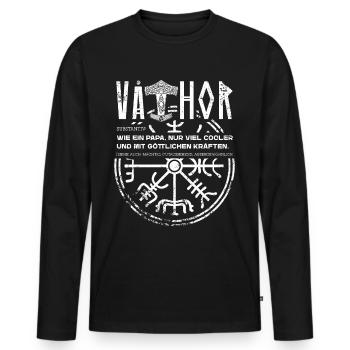 Vathor Wikinger Vater Spruch Vatertag Thor - Männer Premium Bio Langarmshirt - Schwarz - Vorne - Nico (187cm)