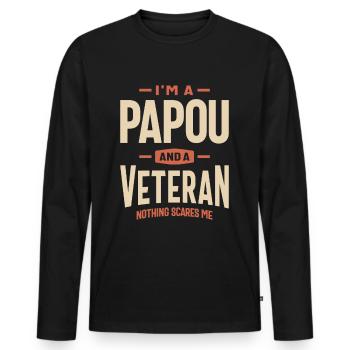Fearless Papou - Veteran and Proud - Men's Premium Organic Long Sleeve Shirt - black - Front - Nico (187cm)