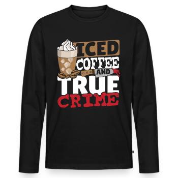 Café glacé et vrais crimes - T-shirt manches longues Premium bio Homme - noir - Devant - Nico (187cm)