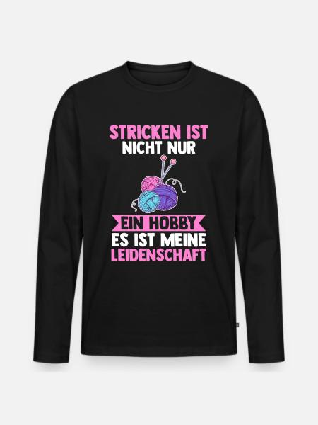 Häkeln Nähen Stricken - Männer Premium Bio Langarmshirt - Schwarz