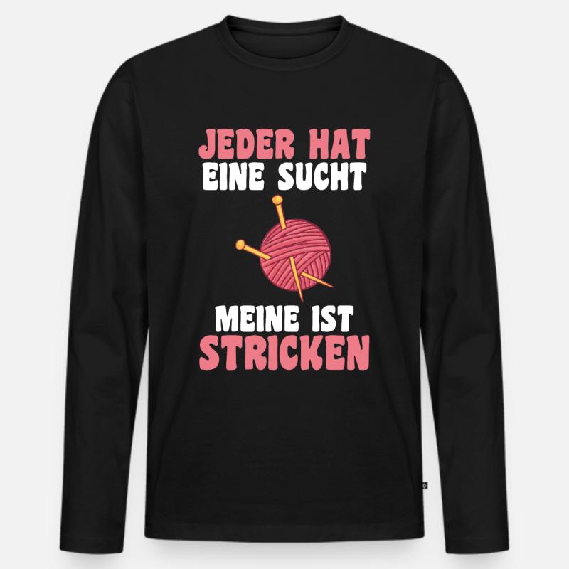 Häkeln Nähen Stricken - Männer Premium Bio Langarmshirt - Schwarz