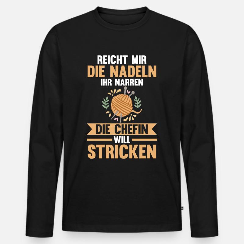 Häkeln Nähen Stricken - Männer Premium Bio Langarmshirt - Schwarz
