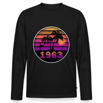 1963 Born 1963 Birthday Present - Men's Premium Organic Long Sleeve Shirt - black - Front - Nico (187cm)