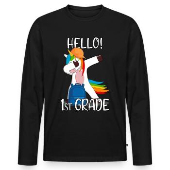 Licorne de l’école élémentaire de première année de 1ère année - T-shirt manches longues Premium bio Homme - noir - Devant - Nico (187cm)