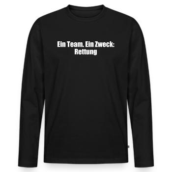 Feuerwehr - Ein Team. Ein Zweck: Rettung - Männer Premium Bio Langarmshirt - Schwarz - Vorne - Nico (187cm)