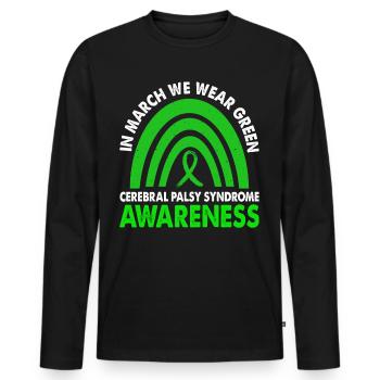 En mars, nous portons le syndrome de paralysie cérébrale verte - T-shirt manches longues Premium bio Homme - noir - Devant - Nico (187cm)