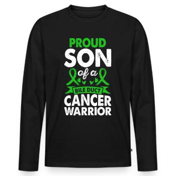 Son of the bile duct Cancer warrior consciousness - Men's Premium Organic Long Sleeve Shirt - black - Front - Nico (187cm)
