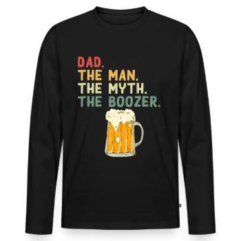 Funny Father Saying - Alcohol Loving Dad - Men's Premium Organic Long Sleeve Shirt - black - Front - Nico (187cm)