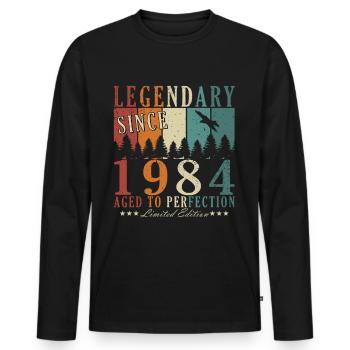 39th Birthday Man Born 1984 Legend - Men's Premium Organic Long Sleeve Shirt - black - Front - Nico (187cm)