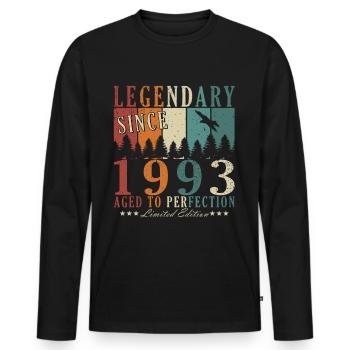 30. Geburtstag Mann Jahrgang 1993 Legende - Männer Premium Bio Langarmshirt - Schwarz - Vorne - Nico (187cm)