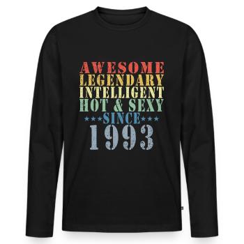 30th Birthday Man June Vintage 1993 Awesome - T-shirt manches longues Premium bio Homme - noir - Devant - Nico (187cm)