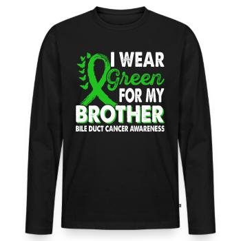 Wear green for Enlightenment Month - Men's Premium Organic Long Sleeve Shirt - black - Front - Nico (187cm)